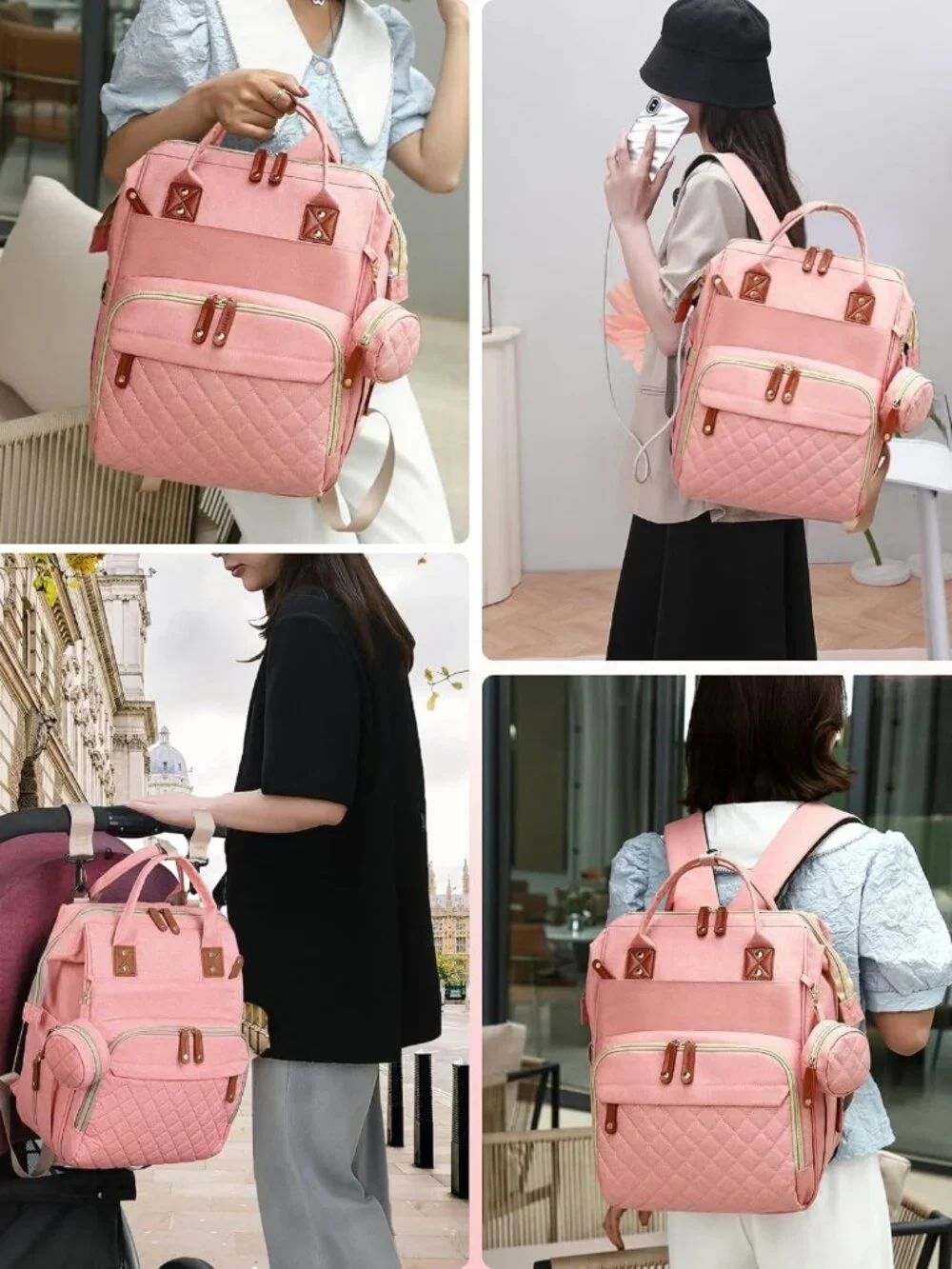 Stylish Waterproof 3-in-1 Diaper Bag Backpack with Changing Pad, Large Travel